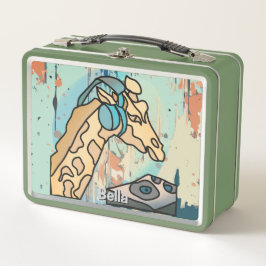 通りレトロキリンとヘッドフォン メタルランチボックス