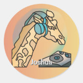 通りレトロキリンとヘッドフォン ラウンドシール (正面)