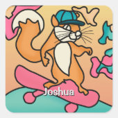 通りレトロスクアリールオンスケートボード | おもしろい スクエアシール (正面)