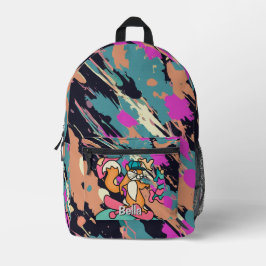 通りレトロスクアリールオンスケートボード | おもしろい プリントバックパック