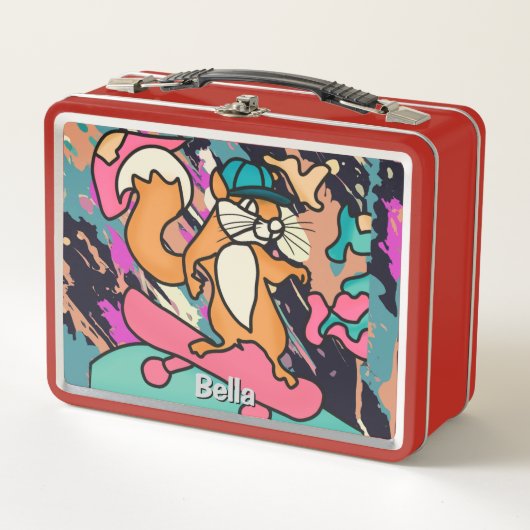 通りレトロスクアリールオンスケートボード | おもしろい メタルランチボックス (正面)