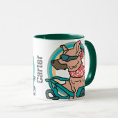 通りレトロドッグとサングラス | おもしろい マグカップ (正面右)