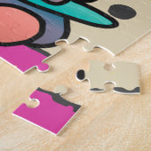 通りレトロドッグオンスケートボード | おもしろい ジグソーパズル (側面)