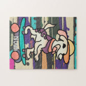 通りレトロドッグオンスケートボード | おもしろい ジグソーパズル (横)