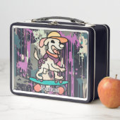 通りレトロドッグオンスケートボード | おもしろい メタルランチボックス (インサイチュ)