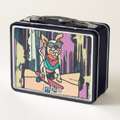 通りレトロドッグスケートボードにサングラス メタルランチボックス (裏面)