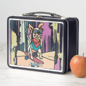 通りレトロドッグスケートボードにサングラス メタルランチボックス (インサイチュ)