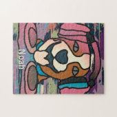 通りレトロドッグ付ヘッドフォン | おもしろい ジグソーパズル (横)