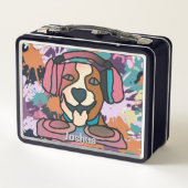 通りレトロドッグ付ヘッドフォン | おもしろい メタルランチボックス (裏面)