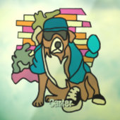 通りレトロドッグ、キャップとスニーカー | おもしろい ウィンドウサイン (シート3)