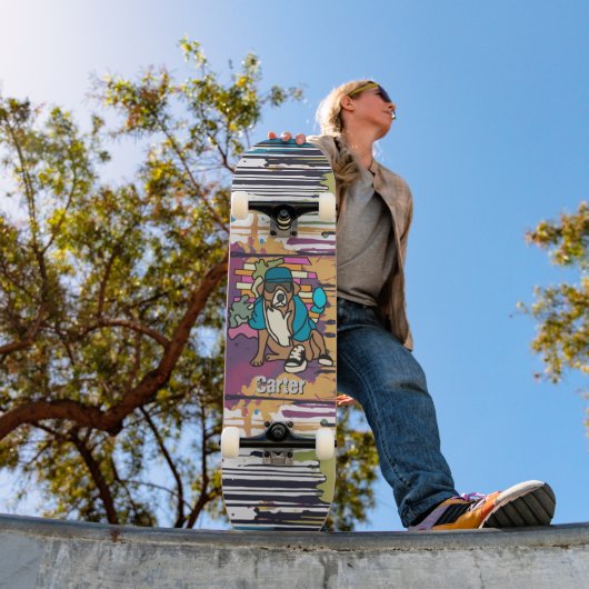 通りレトロドッグ、キャップとスニーカー | おもしろい スケートボード (室外1)