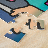 通りレトロ猫（ヘッドフォン付） | おもしろい ジグソーパズル (側面)