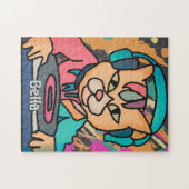 通りレトロ猫（ヘッドフォン付） | おもしろい ジグソーパズル (横)