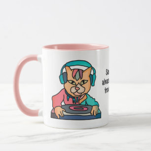 通りレトロ猫(ヘッドフォン付) おもしろい マグカップ