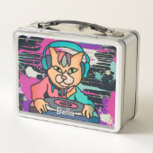 通りレトロ猫(ヘッドフォン付) | おもしろい メタルランチボックス (裏面)