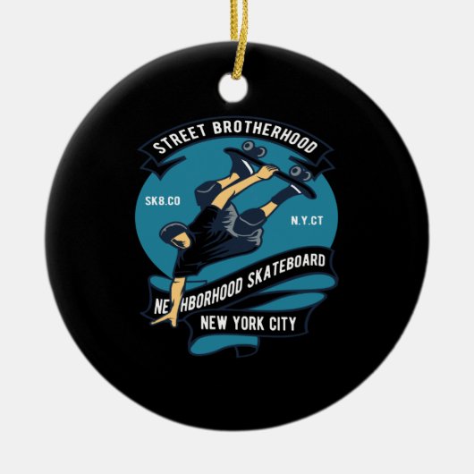 通り同胞団の近隣スケートボード セラミックオーナメント (正面)