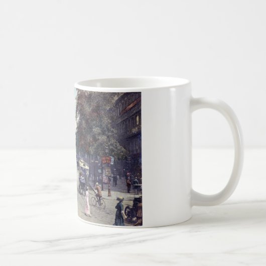 通り場面、パリ、フランスc1915のヴィンテージ コーヒーマグカップ (右)