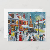 通り忙しシーン冬の雪ゴードン・ブルース・アート ポストカード (正面/裏面)