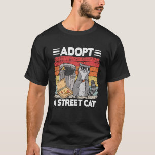 通り猫ごみ箱ごみパンダピザRを採用 Tシャツ