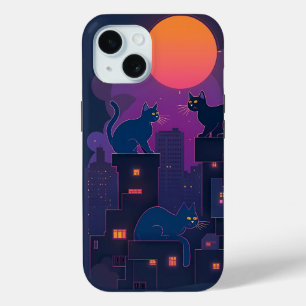 通り猫   ネオンアーバンフェラインアート iPhone 15ケース