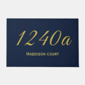 通り番号住所海軍金ゴールド ドアマット (正面)