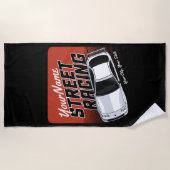 通り競パーソナライズされた走カーモータースポーツ  ビーチタオル (正面)