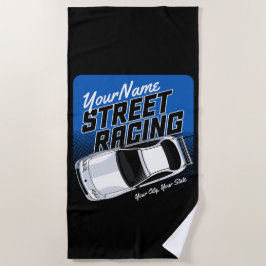 通り競パーソナライズされた走カーモータースポーツ  ビーチタオル