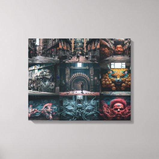 通り素晴らしアートのグラフィティ・ピクトのコンパイル キャンバスプリント (正面)