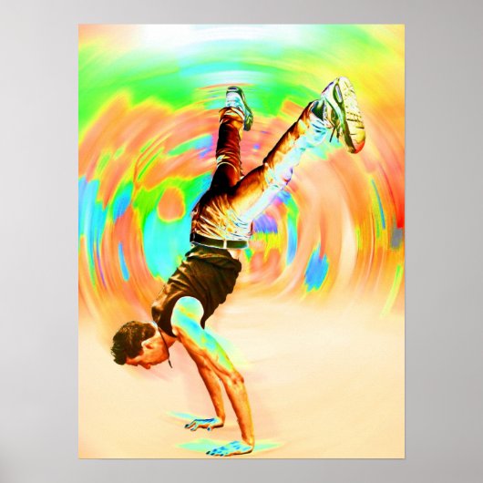 通り踊り、緑/黄色/オレンジ、シルなし ポスター (正面)