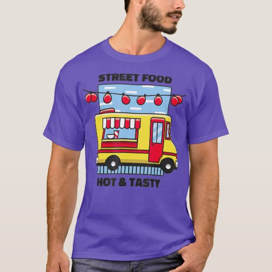 通り食品ホットおいしいフードトラック Tシャツ (正面)