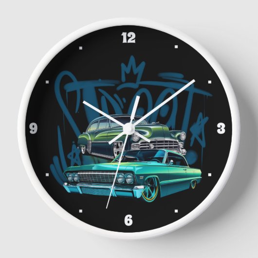 通り50年代60年代ヴィンテージオートブラックツリーズ 壁時計 (正面)
