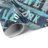 通り，アーバン，スタイル，都市，言葉，グラフィティ，青， ラッピングペーパー (ロールコーナー)