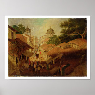 通りin Patna, c.1825 (キャンバス上の油) ポスター