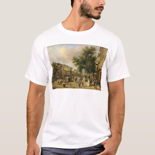 通りMontmartre、パリ1830年の眺め Tシャツ (正面)