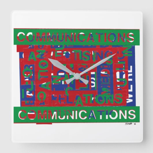 通信の内訳 スクエア壁時計 (正面)