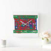 通信の内訳 スクエア壁時計 (ホーム)