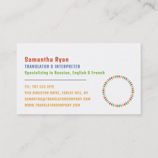 通信デザイン、翻訳者および通訳 名刺 (裏面)