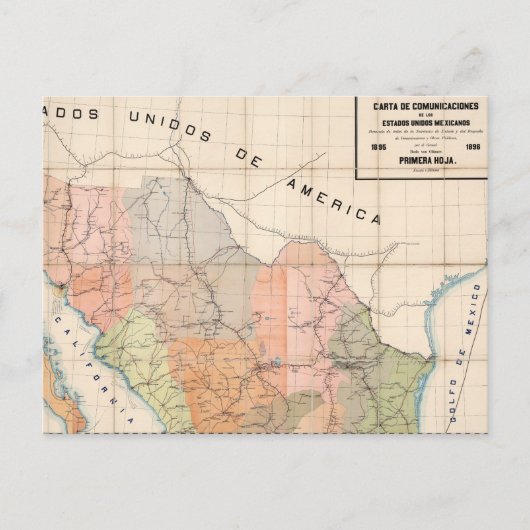 （通信レター）メキシコの地図 ポストカード (正面)