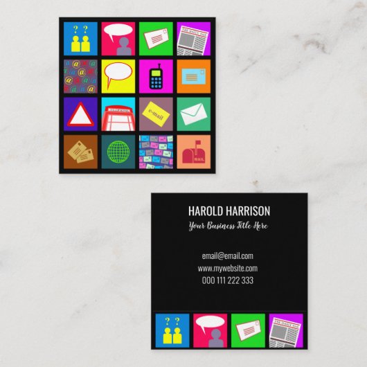 通信技術テンプレートプロフェッショナル スクエア名刺 (正面/裏面)