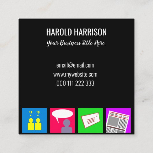 通信技術テンプレートプロフェッショナル スクエア名刺 (裏面)