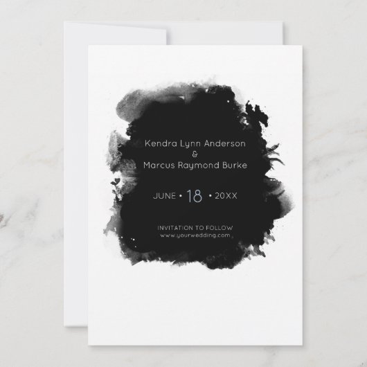 通常とは異なるブラシストロークのフォトウィンドウ日付を保存 招待状 (裏面)