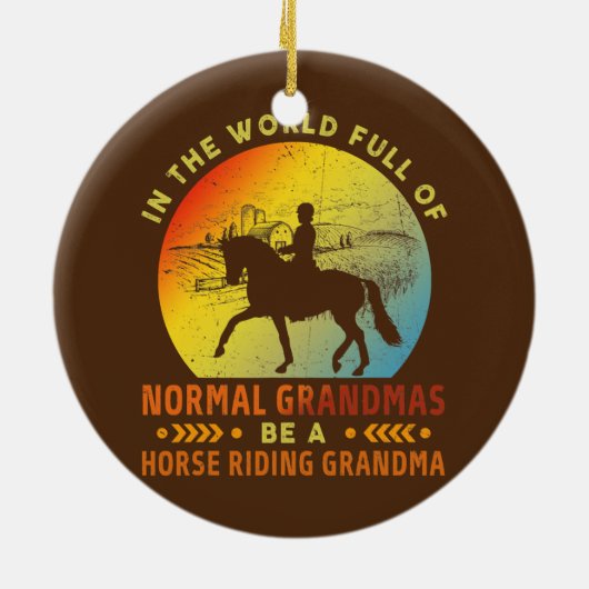 通常のおばあちゃん誇りを持った馬おばあちゃん乗レトロ セラミックオーナメント (裏面)