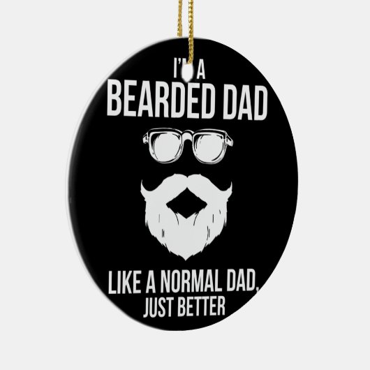 通常のちょうど良いヒゲのユーモアのような髭のパパ セラミックオーナメント (右)