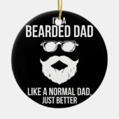 通常のちょうど良いヒゲのユーモアのような髭のパパ セラミックオーナメント (正面)