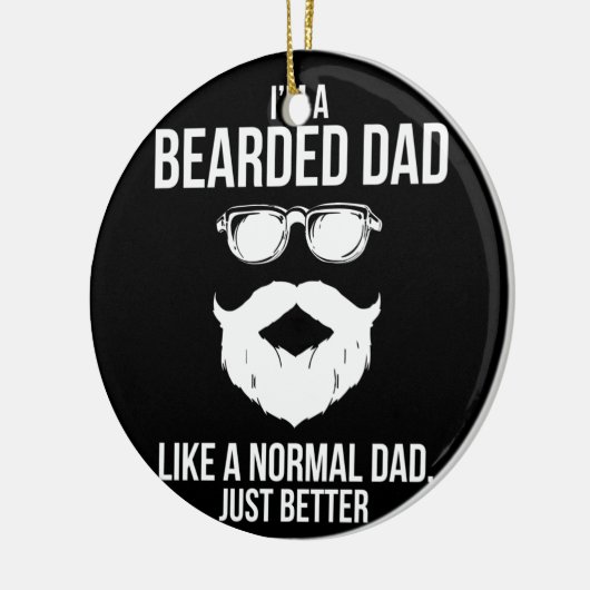 通常のちょうど良いヒゲのユーモアのような髭のパパ セラミックオーナメント (左)