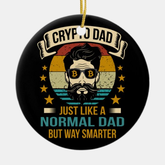 通常のパパと同様にBitcoin Dogecoin暗号化パパ セラミックオーナメント (正面)