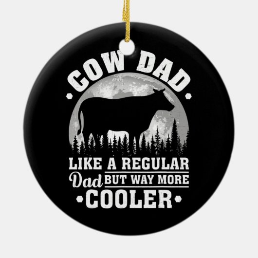 通常のパパ牛のようなメスの牛のおもしろいパパ セラミックオーナメント (裏面)