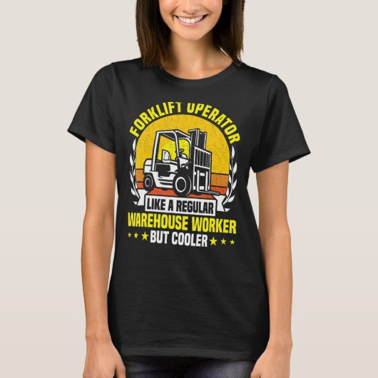 通常の倉庫作業員のようなフォークリフトのオペレータ Tシャツ (正面)