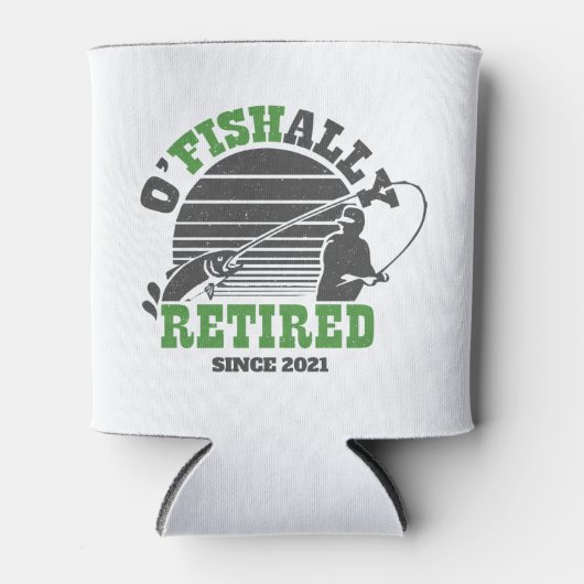 通常の退職した魚釣り退職ギフトグリーン 缶クーラー (正面)