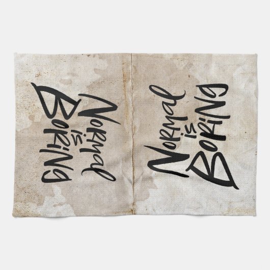 通常は退屈な黒アートレタリンググランジ キッチンタオル (横)